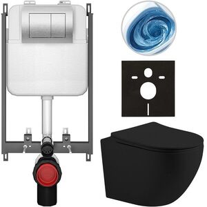 CERANO Kompletní WC set Basic/Cesso černá matná WC tlačítko Maxio/Stříbrná pro zazdění 49x36 CER-8050BD86221 obraz