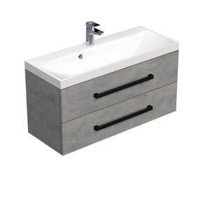 Koupelnová skříňka s černou úchytkou a umyvadlem SAT Cube Way 100x53x40 cm beton mat CUBE2C100ZBE CUBE2C100ZBE obraz