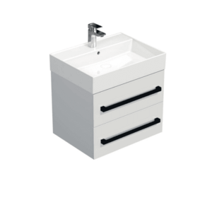 Koupelnová skříňka s černou úchytkou a umyvadlem SAT Cube Way 60x53x46 cm bílá lesk CUBE46C602BISAT CUBE46C602BISAT obraz