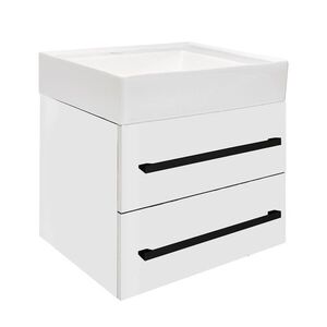 Koupelnová skříňka s umyvadlem a černou úchytkou SAT Cube Way 60x53x46 cm bílá lesk CUBE46C602BISATCW CUBE46C602BISATCW obraz