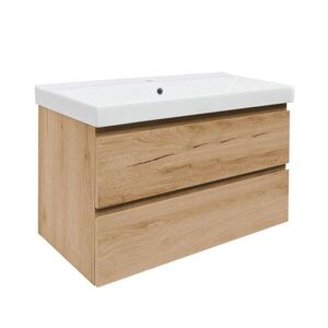 Koupelnová skříňka 2 zásuvková s umyvadlem SAT B-Way 99x50x45 cm dub mat BWAY2100OAKU1BI BWAY2100OAKU1BI obraz