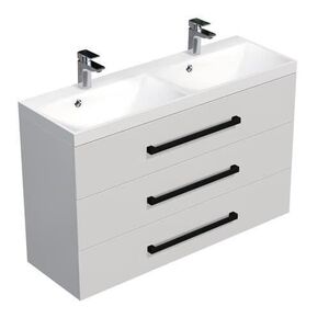 Koupelnová skříňka s černou úchytkou a umyvadlem SAT Cube Way 120x76, 5x40 cm bílá lesk lesk CUBE2C1203BL CUBE2C1203BL obraz