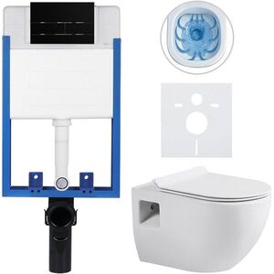 CERANO Kompletní WC set Profi/Dure bílá lesklá WC tlačítko Line/Černá lesklá pro zazdění 51x35 CER-8050BD84288 obraz