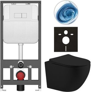 CERANO Kompletní WC set Basic/Cesso černá matná WC tlačítko Modulo/Bílá závěsné předstěnová instalace 49x36 CER-8050BD86228 obraz