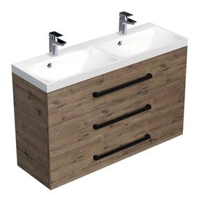 Koupelnová skříňka s černou úchytkou a umyvadlem SAT Cube Way 120x76, 5x40 cm dub Wellington mat CUBE2C1203DW CUBE2C1203DW obraz