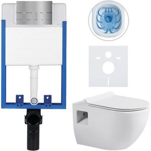 CERANO Kompletní WC set Profi/Dure bílá lesklá WC tlačítko Line/Nerez pro zazdění 51x35 CER-8050BD84290 obraz