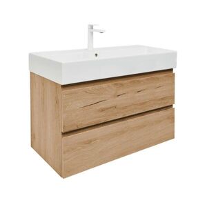 Koupelnová skříňka 2 zásuvková s umyvadlem SAT B-Way 99x50x45 cm dub mat BWAY2100OAKU2BBI BWAY2100OAKU2BBI obraz