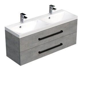 Koupelnová skříňka s černou úchytkou a umyvadlem SAT Cube Way 120x53x40 cm beton mat CUBE2C120ZBE CUBE2C120ZBE obraz