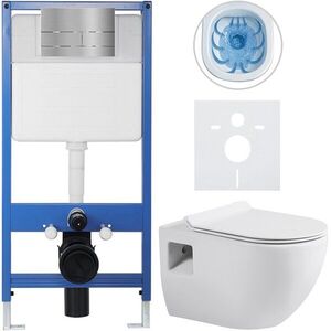 CERANO Kompletní WC set Profi/Dure bílá lesklá WC tlačítko Line/Nerez předstěnová instalace 51x35 CER-8050BD84291 obraz