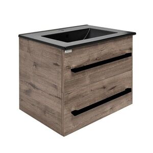 Koupelnová skříňka s černou úchytkou a umyvadlem SAT Cube Way 60x53x46 cm dub Wellington mat CUBE46C602DWMODC CUBE46C602DWMODC obraz