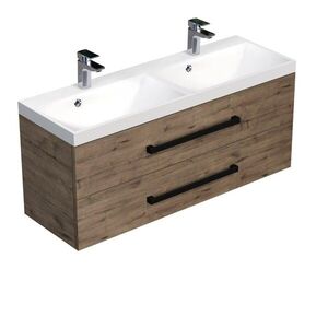 Koupelnová skříňka s černou úchytkou a umyvadlem SAT Cube Way 120x53x40 cm dub Wellington mat CUBE2C120ZDW CUBE2C120ZDW obraz