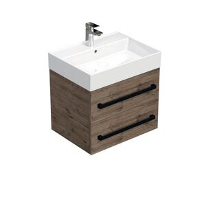 Koupelnová skříňka s černou úchytkou a umyvadlem SAT Cube Way 60x53x46 cm dub Wellington mat CUBE46C602DWSAT CUBE46C602DWSAT obraz