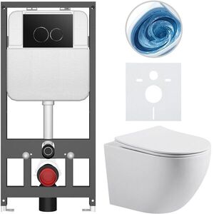 CERANO Kompletní WC set Basic/Cesso bílá lesklá WC tlačítko Dualo/Černá závěsné předstěnová instalace 49x36 CER-8050BD85978 obraz