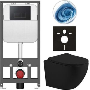 CERANO Kompletní WC set Basic/Cesso černá matná WC tlačítko Modulo/Černá závěsné předstěnová instalace 49x36 CER-8050BD86233 obraz
