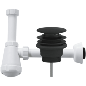 CERANO Sifon umyvadlový DN32-50/250 mm bílá lesklá s výpustí click-clack univerzální plast černá matná CER-978882 obraz