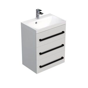 Koupelnová skříňka s černou úchytkou a umyvadlem SAT Cube Way 60x76, 5x40 cm bílá lesk lesk/mat CUBE2C603BL CUBE2C603BL obraz