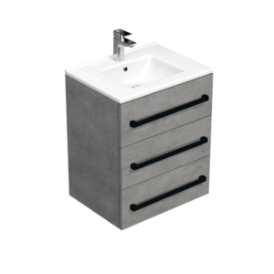 Koupelnová skříňka s černou úchytkou a umyvadlem SAT Cube Way 60x76, 5x46 cm beton mat CUBE46C603BEMOD CUBE46C603BEMOD obraz