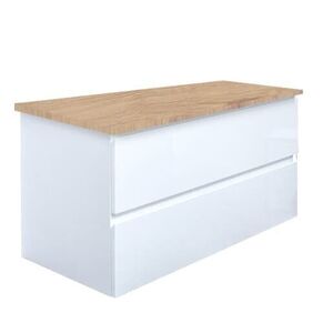 Koupelnová skříňka s krycí deskou SAT B-Way 99x50x45 cm bílá lesk BWAY2100WDOAK BWAY2100WDOAK obraz
