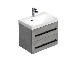Koupelnová skříňka s černou úchytkou a umyvadlem SAT Cube Way 60x53x40 cm beton mat CUBE2C60ZBE CUBE2C60ZBE obraz