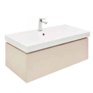 Koupelnová skříňka s umyvadlem a baterií SAT Feel 100x30x46 cm pískově béžová mat SATFEEL100BEU1B SATFEEL100BEU1B obraz