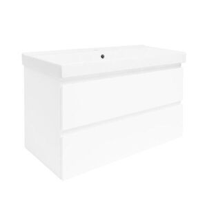 Koupelnová skříňka s umyvadlem SAT B-Way 99x50x45 cm bílá lesk BWAY2100WU1BI BWAY2100WU1BI obraz