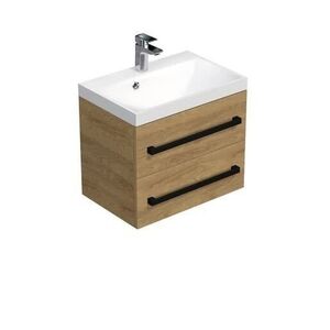 Koupelnová skříňka s černou úchytkou a umyvadlem SAT Cube Way 60x53x40 cm dub Hickory mat CUBE2C60ZDH CUBE2C60ZDH obraz