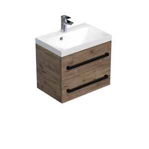 Koupelnová skříňka s černou úchytkou a umyvadlem SAT Cube Way 60x53x40 cm dub Wellington mat CUBE2C60ZDW CUBE2C60ZDW obraz