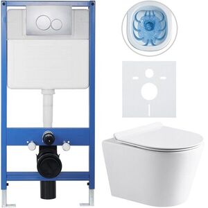 CERANO Kompletní WC set Profi/Carlito bílá lesklá WC tlačítko Duo/Chrom předstěnová instalace 48, 5x36, 5 CER-8050BD84301 obraz