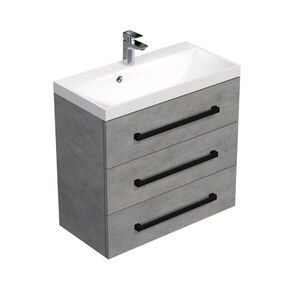 Koupelnová skříňka s černou úchytkou a umyvadlem SAT Cube Way 80x76, 5x40 cm beton mat CUBE2C803BE CUBE2C803BE obraz