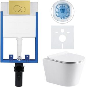 CERANO Kompletní WC set Profi/Carlito bílá lesklá WC tlačítko Duo/Zlatá pro zazdění 48, 5x36, 5 CER-8050BD84302 obraz
