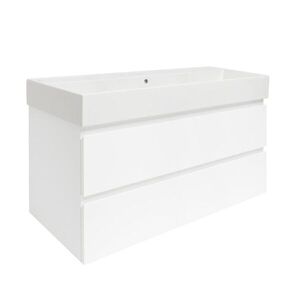Koupelnová skříňka s umyvadlem SAT B-Way 99x50x45 cm bílá lesklá BWAY2100WU2BI BWAY2100WU2BI obraz