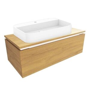 Koupelnová skříňka s umyvadlem a krycí deskou SAT Feel 100x30x46 cm dub medový mat SATFEEL100DMDU SATFEEL100DMDU obraz