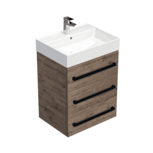 Koupelnová skříňka s černou úchytkou a umyvadlem SAT Cube Way 60x71x46 cm dub Wellington mat CUBE46C603DWSAT CUBE46C603DWSAT obraz