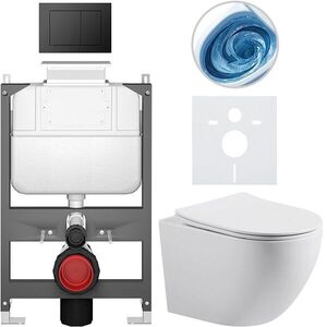 CERANO Kompletní WC set Basic/Cesso bílá lesklá WC tlačítko Maxio/Černá ovládání shora předstěnová instalace 49x36 CER-8050BD85990 obraz