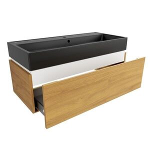 Koupelnová skříňka s umyvadlem SAT Feel 100x30x46 cm medový dub mat SATFEEL100DMU3 SATFEEL100DMU3 obraz