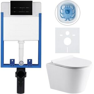 CERANO Kompletní WC set Profi/Carlito bílá lesklá WC tlačítko Line/Černá lesklá pro zazdění 48, 5x36, 5 CER-8050BD84306 obraz