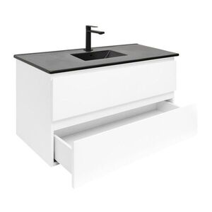 Koupelnová skříňka s keramickým umyvadlem SAT B-Way 99x50x45 cm bílá lesk BWAY2100WU4B2B BWAY2100WU4B2B obraz