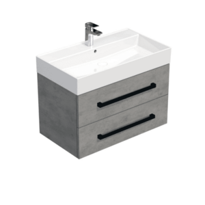 Koupelnová skříňka s černou úchytkou a umyvadlem SAT Cube Way 80x53x46 cm beton mat CUBE46C802BESAT CUBE46C802BESAT obraz