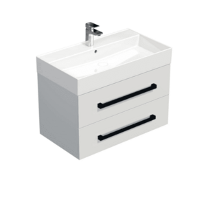 Koupelnová skříňka s černou úchytkou a umyvadlem SAT Cube Way 80x53x46 cm bílá lesk CUBE46C802BISAT CUBE46C802BISAT obraz