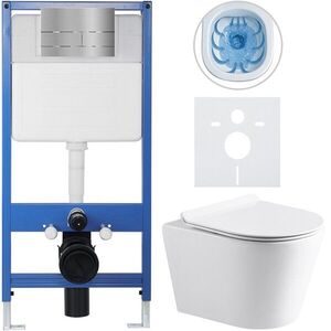 CERANO Kompletní WC set Profi/Carlito bílá lesklá WC tlačítko Line/Nerez předstěnová instalace 48, 5x36, 5 CER-8050BD84310 obraz