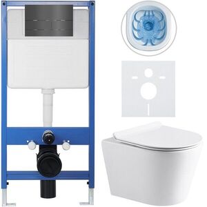 CERANO Kompletní WC set Profi/Carlito bílá lesklá WC tlačítko Line/Tmavě šedá předstěnová instalace 48, 5x36, 5 CER-8050BD84311 obraz