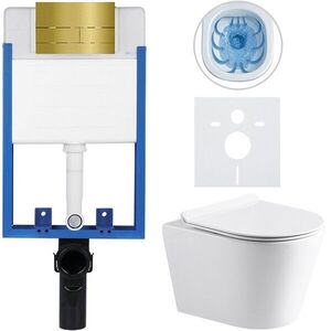 CERANO Kompletní WC set Profi/Carlito bílá lesklá WC tlačítko Line/Zlatá pro zazdění 48, 5x36, 5 CER-8050BD84312 obraz