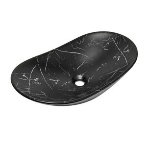 Umyvadlo na desku SAT Infinitio 61, 5x36 cm černý matný mramor, bez přepadu SATINF61536MRBKM SATINF61536MRBKM obraz