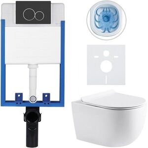 CERANO Kompletní WC set Profi/Felci bílá lesklá WC tlačítko Duo/Černá matná pro zazdění 52, 5x36 CER-8050BD84316 obraz
