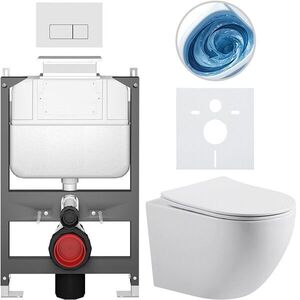 CERANO Kompletní WC set Basic/Cesso bílá lesklá WC tlačítko Modulo/Bílá ovládání shora předstěnová instalace 49x36 CER-8050BD86000 obraz