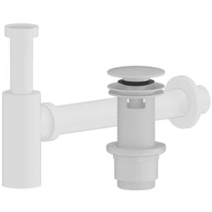 CERANO Sifon umyvadlový plast DN40/300 mm s výpustí click-clack s přepadem plast 67/82mm bílá matná CER-978906 obraz
