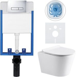CERANO Kompletní WC set Profi/Carlito bílá lesklá WC tlačítko Slim/Chrom pro zazdění 48, 5x36, 5 CER-8050BD76 obraz