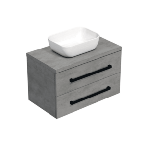 Koupelnová skříňka s černou úchytkou a krycí deskou SAT Cube Way 80x47, 5x46 cm beton mat CUBE46C803BE45 CUBE46C803BE45 obraz