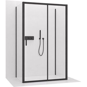 CERANO Třístěnný sprchový kout Varone LINE U L/P 6 mm černá matná, transparentní sklo 120x100x195 posuvný CER-DY505B-90-208 obraz