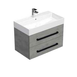 Koupelnová skříňka s černou úchytkou a umyvadlem SAT Cube Way 80x53x46 cm beton mat CUBE46C803BESAT CUBE46C803BESAT obraz